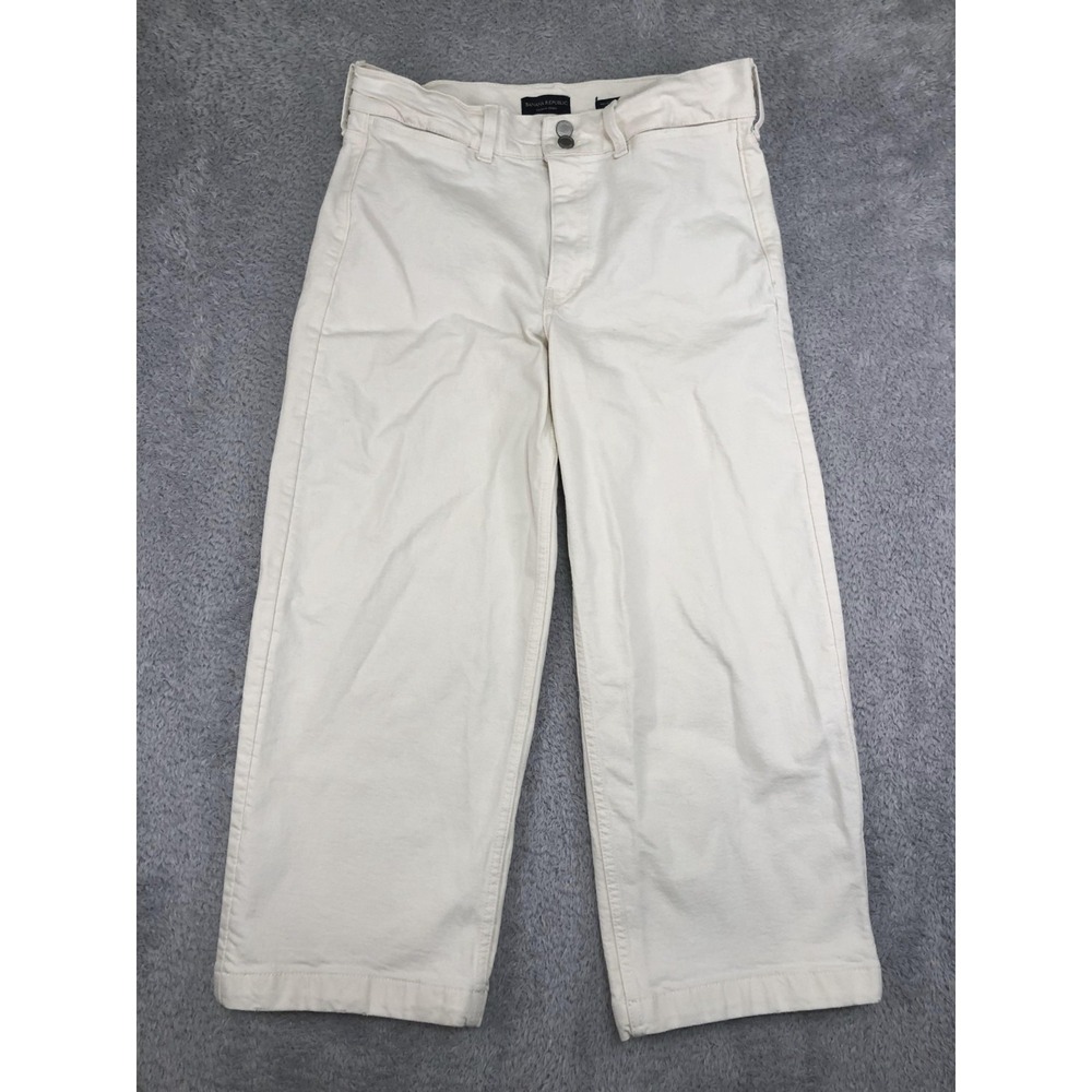 Banana Republic Jeans Womens 32x25 (Tag 30) White Wide Leg Crop High Rise *Flaw